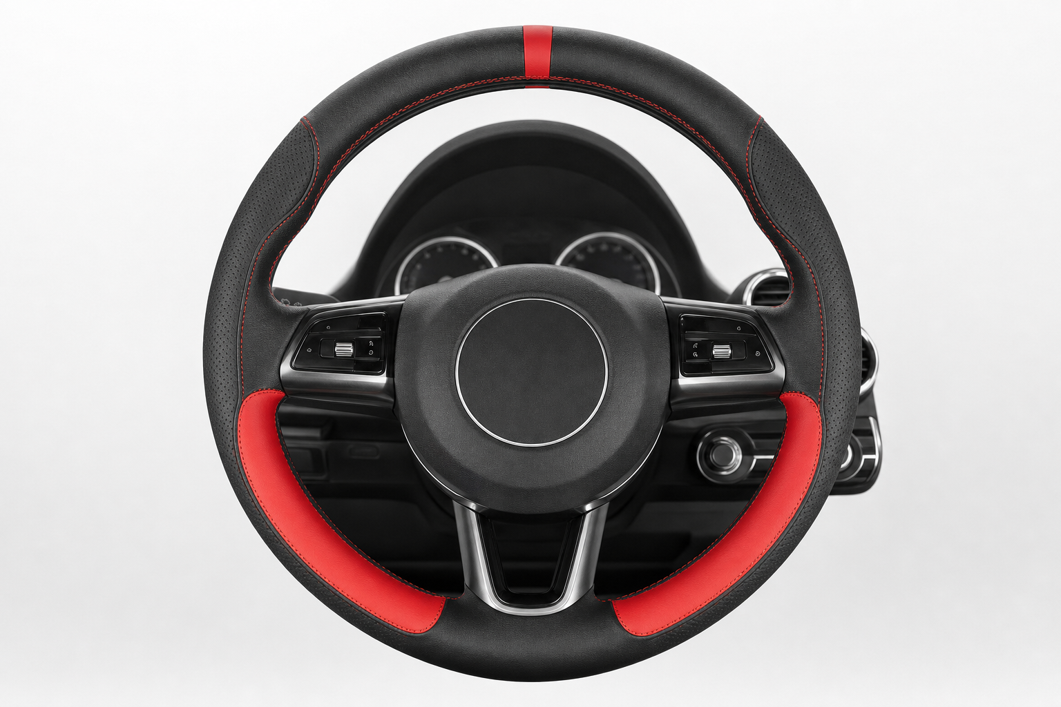 Fruvik Lenkradbezug Premium-Leder Schwarz-Rot