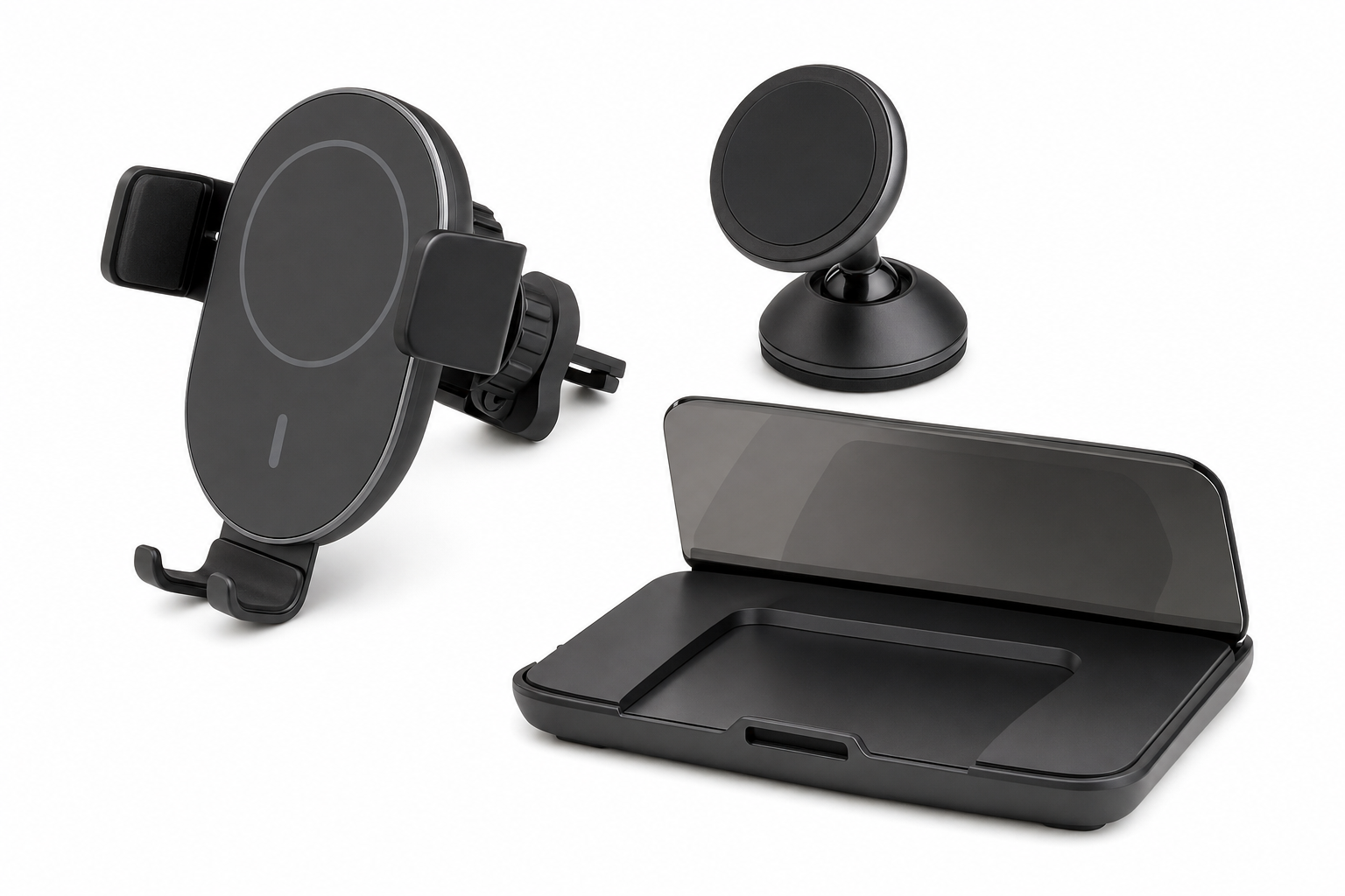 Tech-Paket mit Wireless-Ladehalterung, Handyhalterung und HUD-Display